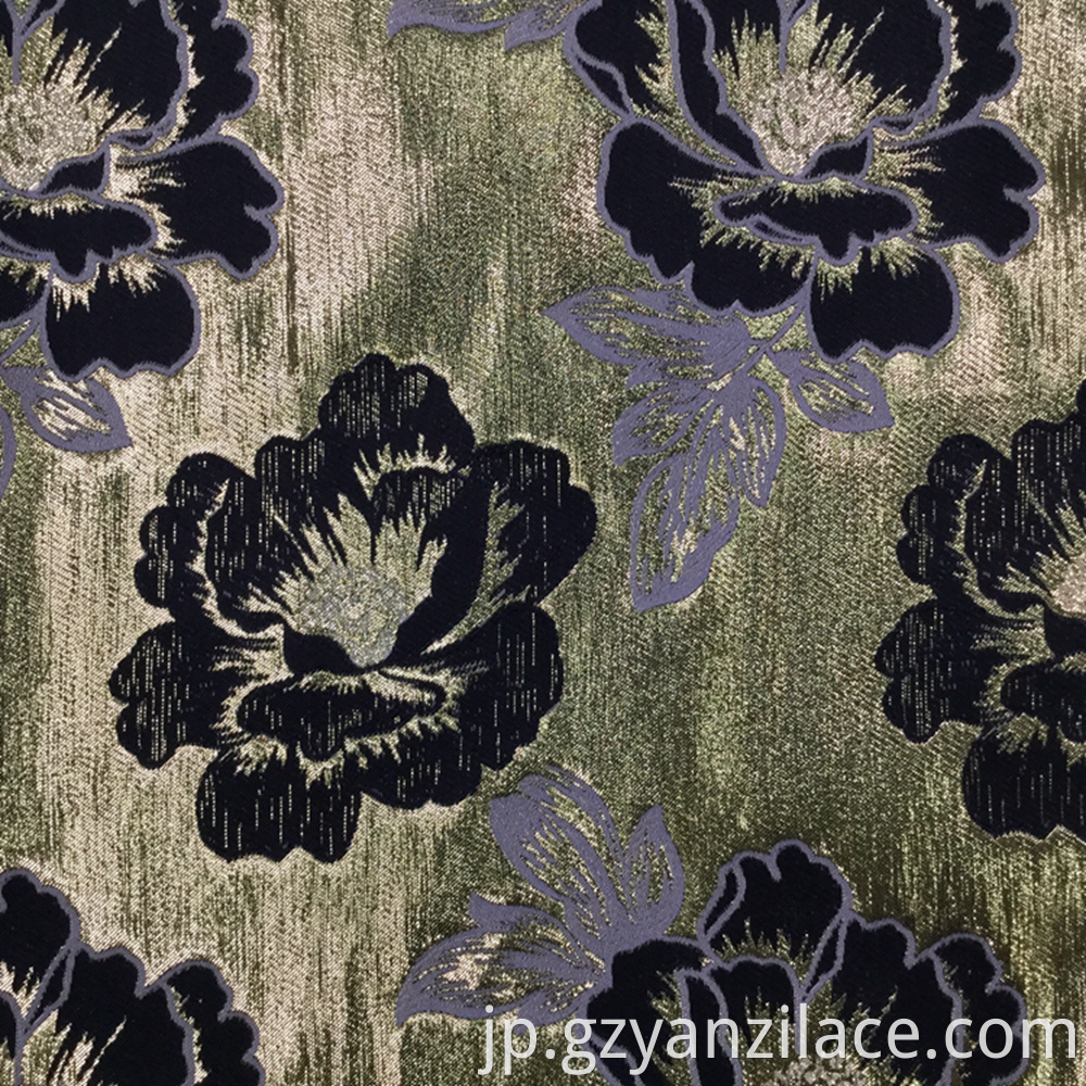 Gold Floral Chenille Jacquard Fabric for Dress